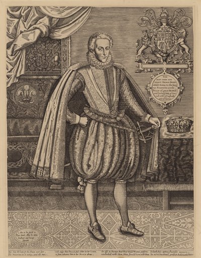 Enrique Federico, príncipe de Gales, hijo mayor del rey Jaime I (grabado) de English School
