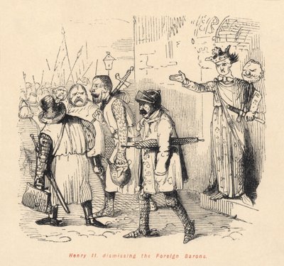 Enrique II (1133-89) despidiendo a los barones extranjeros de English School