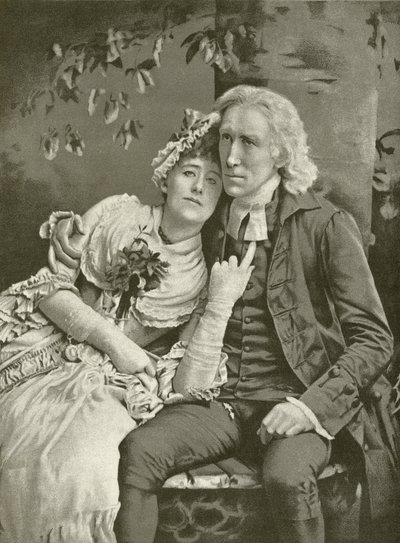 Henry Irving como El Vicario y Ellen Terry como Olivia (grabado) de English School