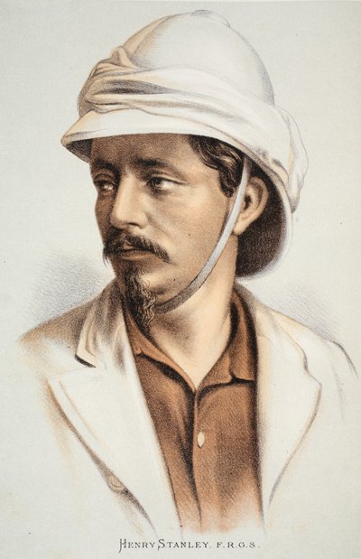 Henry Stanley FRGS, ilustración de The Pictorial Edition of the Life and Discoveries of David Livingstone por J. Ewing Richie, pub. por A. Fullarton & Co., 1876 de English School