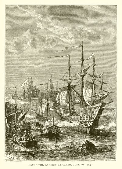 Enrique VIII Desembarcando en Calais, 30 de Junio de 1513 de English School