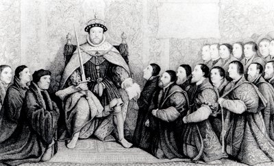 Enrique VIII otorgando la carta a los cirujanos barberos de English School