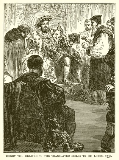 Enrique VIII entregando las Biblias Traducidas a sus Señores, 1538 de English School