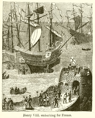 Enrique VIII embarcando hacia Francia de English School