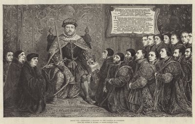 Enrique VIII presentando una carta al Colegio de Cirujanos de English School