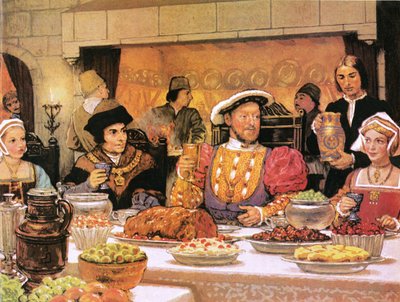 Enrique VIII con Sir Thomas More a su derecha de English School