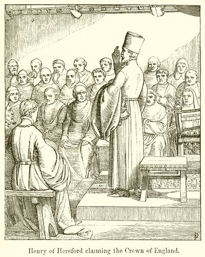 Enrique de Hereford reclamando la corona de Inglaterra de English School