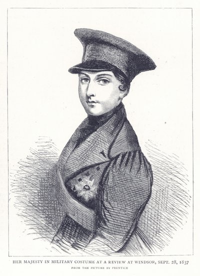Su Majestad en traje militar en una revista en Windsor, 28 de septiembre de 1837 de English School