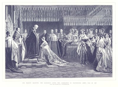 Su Majestad recibiendo el Sacramento después de la Coronación en la Abadía de Westminster, 28 de junio de 1838 de English School