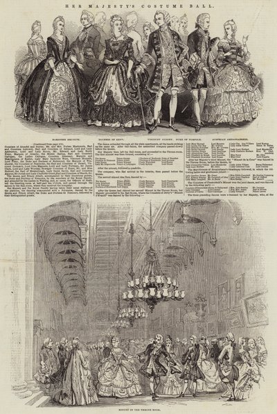 Baile de disfraces de Su Majestad (grabado) de English School