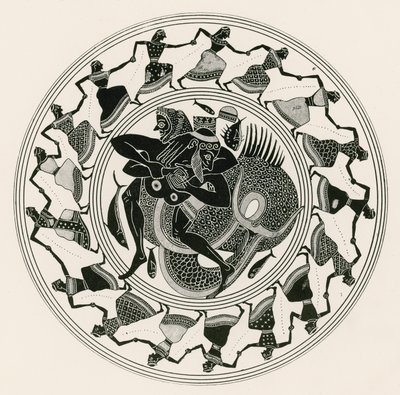 Heracles luchando con Tritón (grabado) de English School