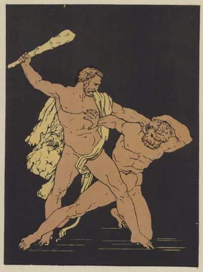 Hércules y Caco (litografía en color) de English School