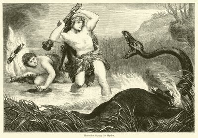Hércules matando a la Hidra (grabado) de English School