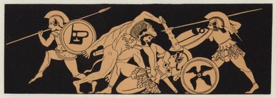Hércules cogiendo el cinturón de Pentesilea, reina de las Amazonas (litografía en color) de English School