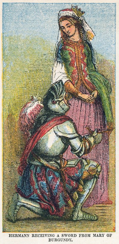 Hermann recibiendo una espada de María de Borgoña de English School