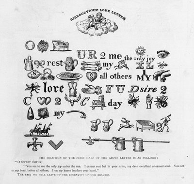 Cartas de amor jeroglíficas, c. 1893 de English School