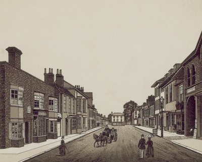High Street, Petersfield desde el banco (litografía) de English School