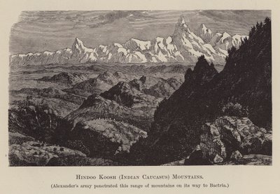 Hindoo Koosh, Cáucaso indio, montañas (grabado) de English School