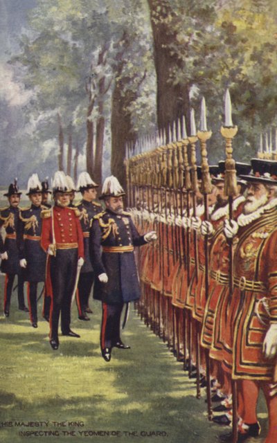 Su Majestad el Rey inspeccionando a los Guardias Yeoman de English School