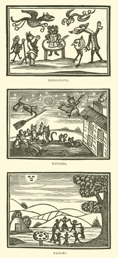 Duendes, brujas, hadas (xilografía) de English School
