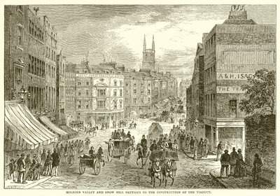 Valle de Holborn y Snow Hill antes de la construcción del Viaducto de English School