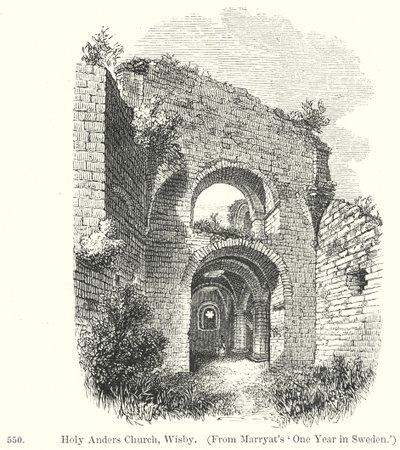 Iglesia de Holy Anders, Wisby (grabado) de English School