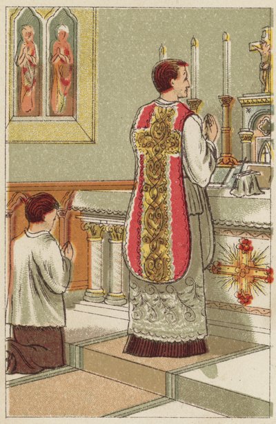 Santa Misa (litografía en color) de English School