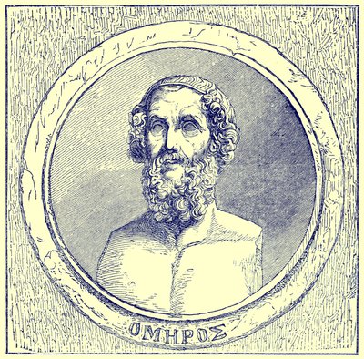 Homero, ilustración de The Illustrated History of the World, publicado c.1880 de English School