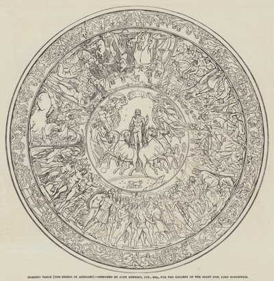 Mesa homérica, el escudo de Aquiles, diseñado por John Henning, Junior, Esquire (grabado) de English School