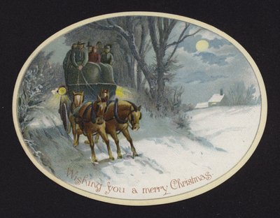 Carruaje tirado por caballos viajando a través de la nieve de English School