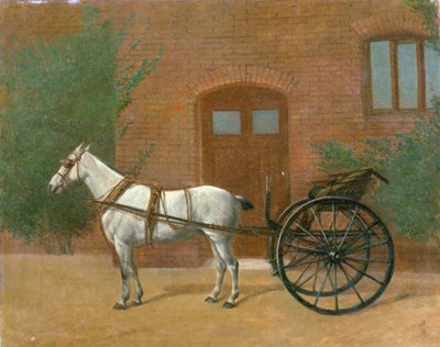 Caballo enganchado a un carro jaunting de English School