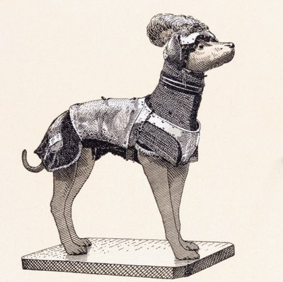 Perro de caza con armadura de English School