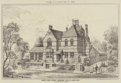 Casa en Park Street Bridgend, para el Sr. W J Lewis (grabado) de English School