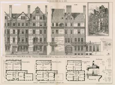 Casas en Chelsea en el Thames Embankment para Messrs Gillow & Co de English School