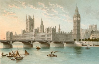Casas del Parlamento y Puente de Westminster de English School