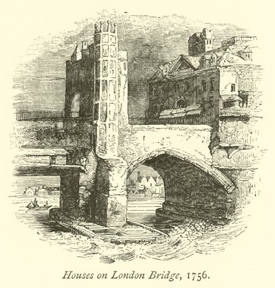 Casas en el Puente de Londres, 1756 de English School