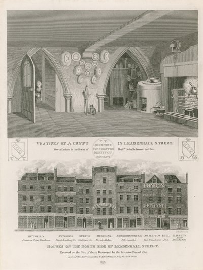Casas en el lado norte de Leadenhall Street, erigidas en el sitio de las destruidas por el extenso incendio de 1765 de English School