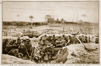 Cómo los Fusileros de Northumberland enfrentaron un ataque en sus trincheras de primera línea en Ypres, 1914-19 de English School