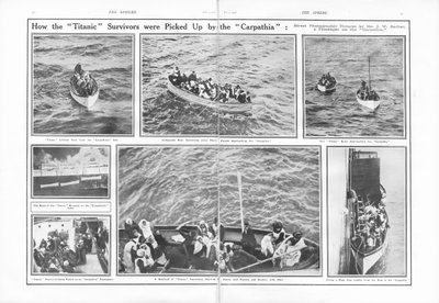 Cómo los sobrevivientes del Titanic fueron recogidos por el Carpathia, de The Sphere, 04 de mayo de 1912 de English School