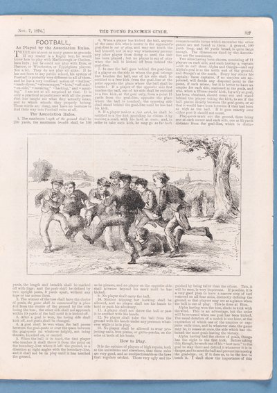 Cómo Jugar al Fútbol según las Reglas de la Asociación, artículo de La Guía del Joven Aficionado, 1874 de English School