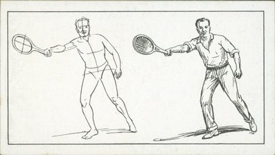 Cómo dibujar: Figura jugando al tenis (litografía) de English School