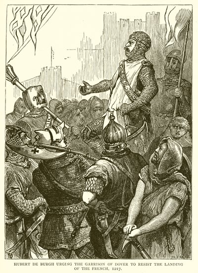 Hubert de Burgh instando a la guarnición de Dover a resistir el desembarco de los franceses, 1217 de English School