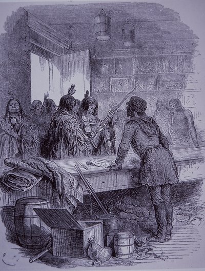 Puesto comercial de la Compañía de la Bahía de Hudson en 1845 de English School