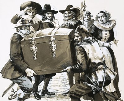 Hugo Grotius escapa de la prisión fortaleza de Loevateyn de English School