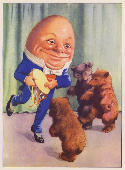 Humpty Dumpty y los tres osos (litografía en color) de English School