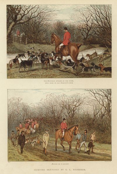 Bocetos de caza por G L Harrison de English School