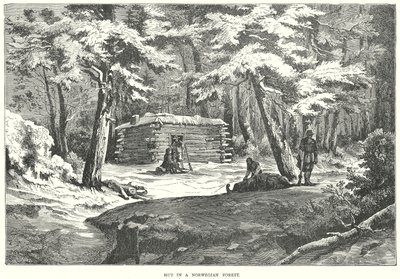 Cabaña en un bosque noruego (grabado) de English School