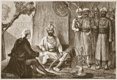 Hyder Ali y el misionero, ilustración de Cassells Illustrated History of India de James Grant, pub. 1879 de English School