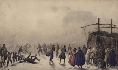 Patinaje sobre hielo en el río de la ciudad de English School