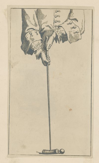 Ilustración que muestra a una persona jugando al croquet de English School